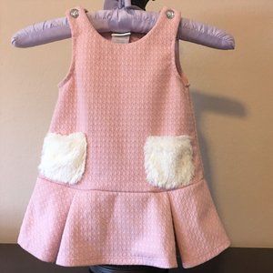 NANETTE BABY Pink Dress W/rhinestone & faux fur 12